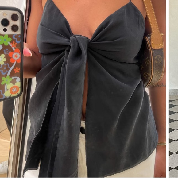 Djerf Avenue Tie Tank Top Ash Size L - Picture 1 of 3